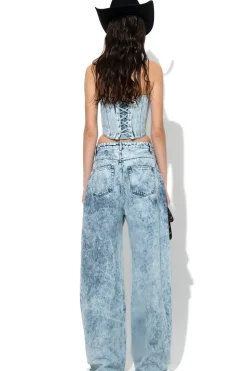 Marques ' Almeida ACID WASH DENIM BOYFRIEND TROUSERS-Women Denim|Bottoms