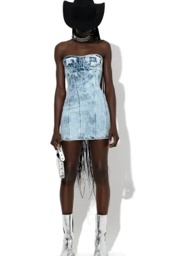 Marques ' Almeida ACID WASH DENIM CORSET DRESS-Women Dresses|Denim