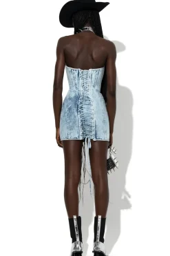 Marques ' Almeida ACID WASH DENIM CORSET DRESS-Women Dresses|Denim