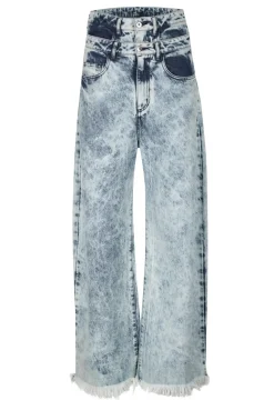 Marques ' Almeida ACID WASH DENIM DOUBLE WAIST BOYFRIEND TROUSERS-Women Bottoms|Denim