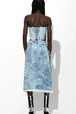 Marques ' Almeida ACID WASH DENIM MULTI POCKET SKIRT-Women Bottoms|Denim