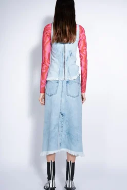 Marques ' Almeida ACID WASH SKIRT WITH SIDE SPLIT-Women Bottoms|Denim