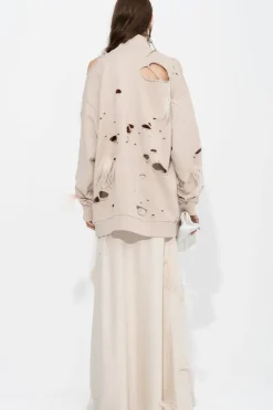 Marques ' Almeida DISTRESSED TURTLENECK WITH FEATHERS-Women Tops|Tops