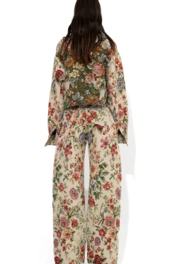 Marques ' Almeida BEIGE FLORAL BROCADE BOYFRIEND TROUSERS-Women Bottoms|Bottoms