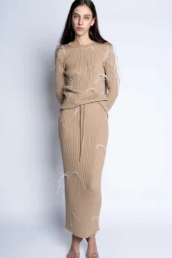 Marques ' Almeida MERINO WOOL FEATHER LONG SKIRT-Women Bottoms|Knitwear