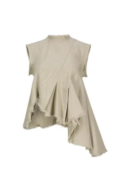 Marques ' Almeida WOVEN SLEEVELESS TOP WITH ASYMMETRIC HEM-Women Tops|Tops