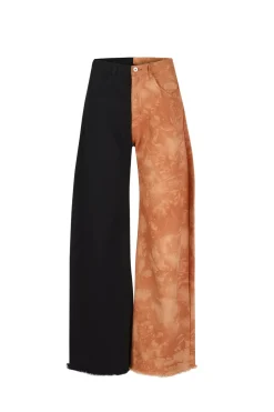 Marques ' Almeida BLACK AND BROWN BOYFRIEND TROUSERS-Women Bottoms|Bottoms