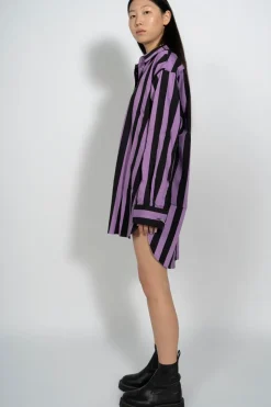 Marques ' Almeida BLACK AND LILAC STRIPED XXL SHIRT-Women Tops