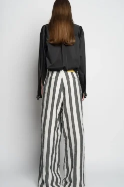 Marques ' Almeida BLACK AND WHITE STRIPES WIDE LEG TROUSERS-Women Bottoms|Bottoms