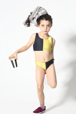 Marques ' Almeida BLACK AND YELLOW SWIMWEAR BIKINI SET-Kids Swimwear
