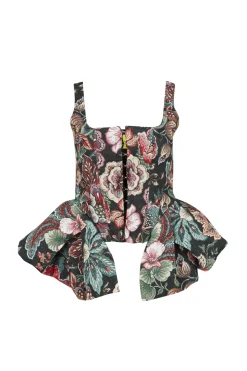 Marques ' Almeida BLACK BROCADE CORSET WITH FRONT HOOK & EYE CLOSURE-Women Tops