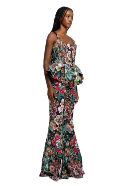 Marques ' Almeida BLACK BROCADE CORSET WITH FRONT HOOK & EYE CLOSURE-Women Tops