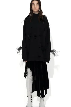 Marques ' Almeida DISTRESSED TURTLENECK WITH FEATHERS-Women Tops|Tops