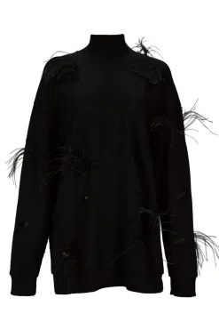 Marques ' Almeida DISTRESSED TURTLENECK WITH FEATHERS-Women Tops|Tops