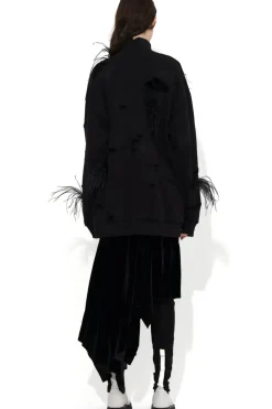 Marques ' Almeida DISTRESSED TURTLENECK WITH FEATHERS-Women Tops|Tops