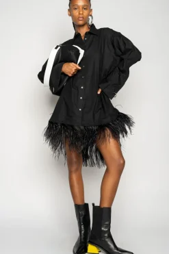 Marques ' Almeida FEATHER HEM SHIRT DRESS-Women Tops|Dresses