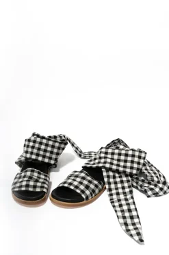 Marques ' Almeida BLACK GINGHAM WRAP SANDAL- Shoes