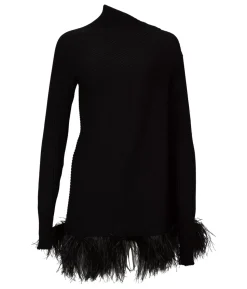 Marques ' Almeida MERINO WOOL DRAPED JUMPER WITH FEATHERS-Women Tops|Knitwear