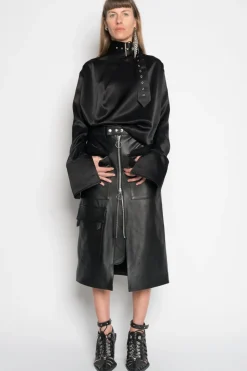 Marques ' Almeida MIDI LEATHER SKIRT-Women Bottoms