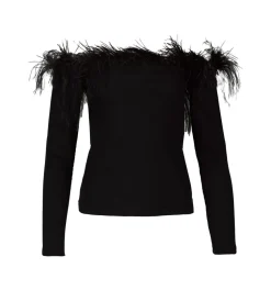 Marques ' Almeida OFF SHOULDER TOP WITH FEATHERS-Women Tops|Tops