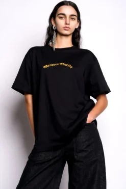 Marques ' Almeida OVERSIZED T-SHIRT WITH GOLD LOGO-Women Tops|Tops