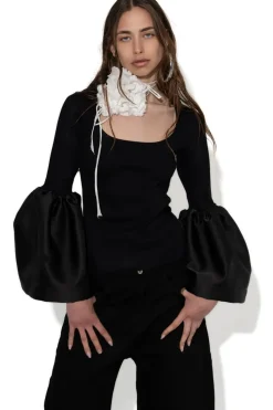 Marques ' Almeida SCOOPED NECK PUFF SLEEVE TOP-Women Tops