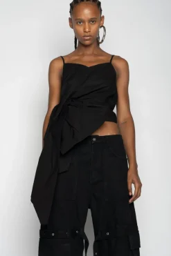 Marques ' Almeida STRAP TOP WITH SIDE DRAPE-Women Tops
