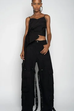 Marques ' Almeida STRAP TOP WITH SIDE DRAPE-Women Tops