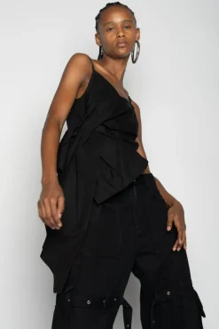 Marques ' Almeida STRAP TOP WITH SIDE DRAPE-Women Tops