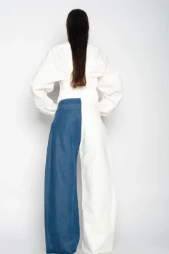 Marques ' Almeida BLUE AND WHITE BOYFRIEND TROUSERS-Women Bottoms|Bottoms