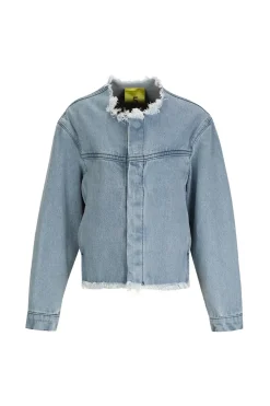 Marques ' Almeida DENIM COLLARLESS JACKET-Kids Outerwear