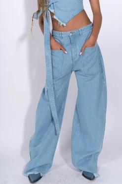 Marques ' Almeida DENIM PATCH POCKET BOYFRIEND TROUSERS-Women Denim|Bottoms