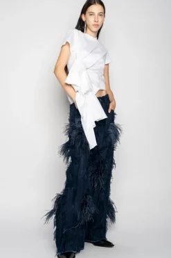 Marques ' Almeida BOYFRIEND TROUSERS IN SHREDDED DENIM-Women Denim|Bottoms