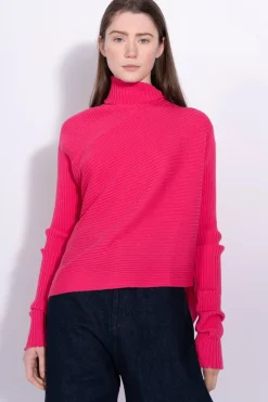 Marques ' Almeida BRIGHT PINK DRAPED JUMPER IN MERINO KNIT-Women Knitwear|Tops