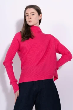 Marques ' Almeida BRIGHT PINK DRAPED JUMPER IN MERINO KNIT-Women Knitwear|Tops