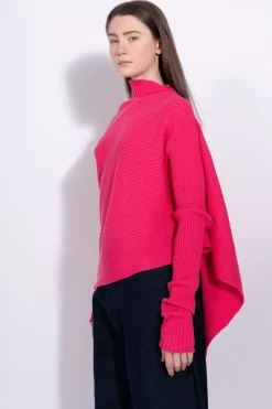 Marques ' Almeida BRIGHT PINK DRAPED JUMPER IN MERINO KNIT-Women Knitwear|Tops