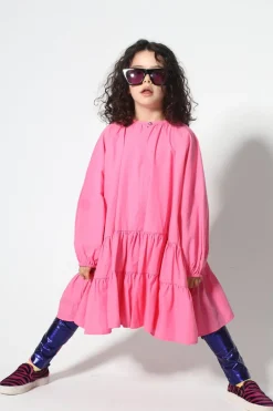 Marques ' Almeida BRIGHT PINK LOOSE GATHERED DRESS-Kids Dresses