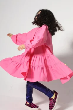 Marques ' Almeida BRIGHT PINK LOOSE GATHERED DRESS-Kids Dresses