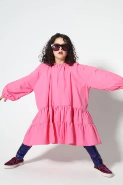 Marques ' Almeida BRIGHT PINK LOOSE GATHERED DRESS-Kids Dresses