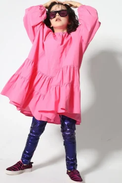 Marques ' Almeida BRIGHT PINK LOOSE GATHERED DRESS-Kids Dresses