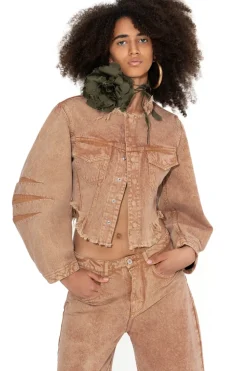Marques ' Almeida ROUND SLEEVE CROPPED JACKET-Women Outerwear|Denim