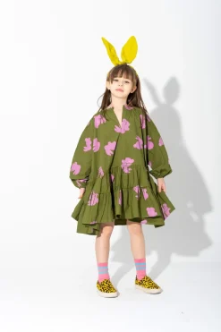 Marques ' Almeida BUNNY PRINT GATHERED DRESS-Kids Dresses