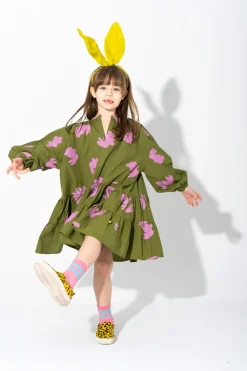 Marques ' Almeida BUNNY PRINT GATHERED DRESS-Kids Dresses