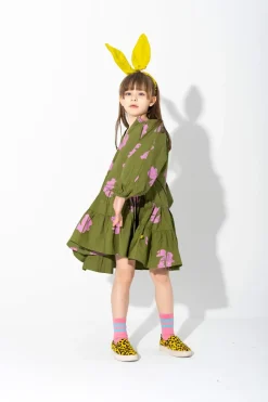 Marques ' Almeida BUNNY PRINT GATHERED DRESS-Kids Dresses