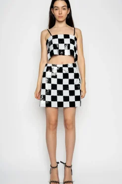 Marques ' Almeida CHECKED SEQUINS MINI SKIRT-Women Bottoms