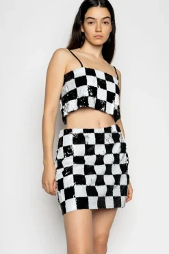 Marques ' Almeida CHECKED SEQUINS MINI SKIRT-Women Bottoms