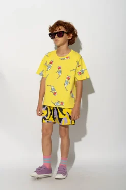 Marques ' Almeida DARK WAVY PRINT SWIM SHORT-Kids Swimwear|Jersey