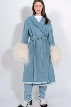 Marques ' Almeida DRESSING GOWN COAT WITH SHEARLING CUFFS-Women Denim|Outerwear