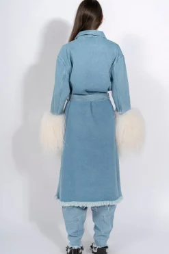 Marques ' Almeida DRESSING GOWN COAT WITH SHEARLING CUFFS-Women Denim|Outerwear