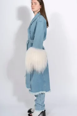 Marques ' Almeida DRESSING GOWN COAT WITH SHEARLING CUFFS-Women Denim|Outerwear